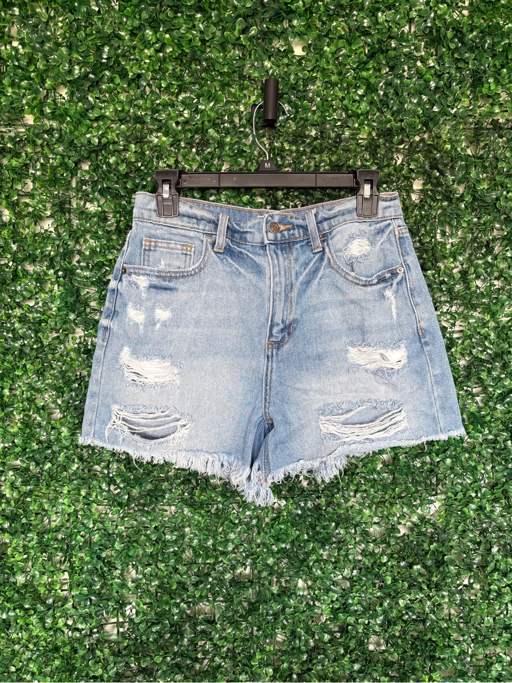 Cello Light Blue Distressed Denim Shorts